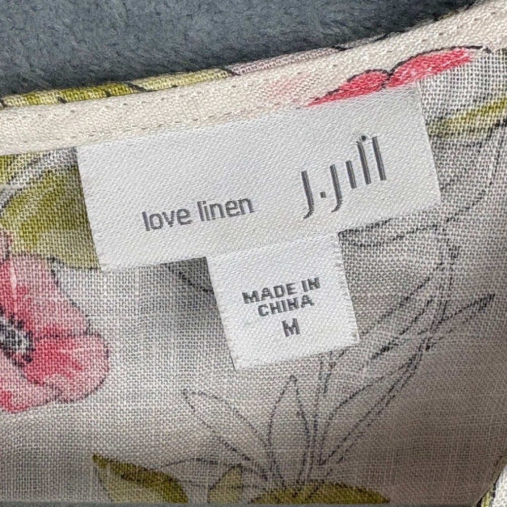 J. Jill Love Linen Floral Sleeveless Top M. Full Button Back Cottagecore Coastal - Picture 3 of 11